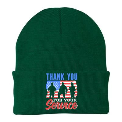 Thank You For Your Service Veteran Memorial Day Military Knit Cap Winter Beanie