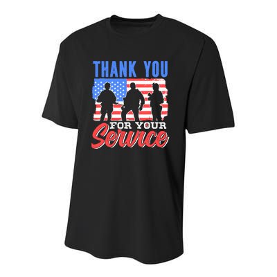 Thank You For Your Service Veteran Memorial Day Military Youth Performance Sprint T-Shirt