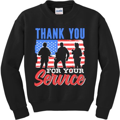 Thank You For Your Service Veteran Memorial Day Military Kids Sweatshirt