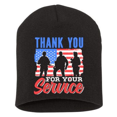 Thank You For Your Service Veteran Memorial Day Military Short Acrylic Beanie