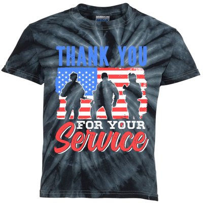 Thank You For Your Service Veteran Memorial Day Military Kids Tie-Dye T-Shirt