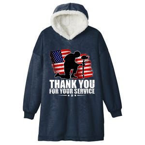 Thank You For Your Service Veteran Day Hooded Wearable Blanket