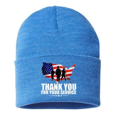 Thank You For Your Service Veteran Day Sustainable Knit Beanie