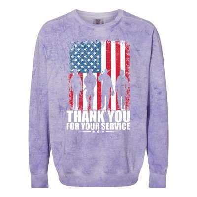 Thank You For Your Service Veteran Day Gift Colorblast Crewneck Sweatshirt