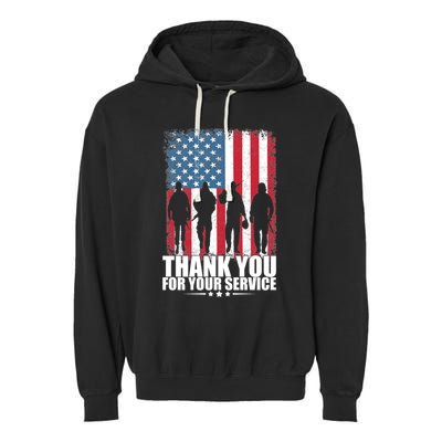 Thank You For Your Service Veteran Day Gift Garment-Dyed Fleece Hoodie