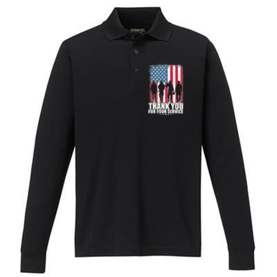 Thank You For Your Service Veteran Day Gift Performance Long Sleeve Polo