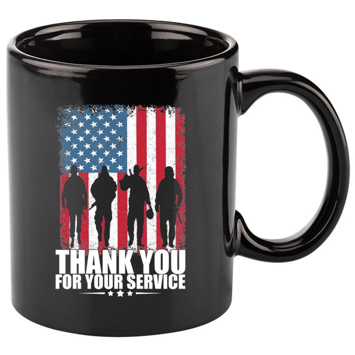 Thank You For Your Service Veteran Day Gift 11oz C Handle Ceramic Mug