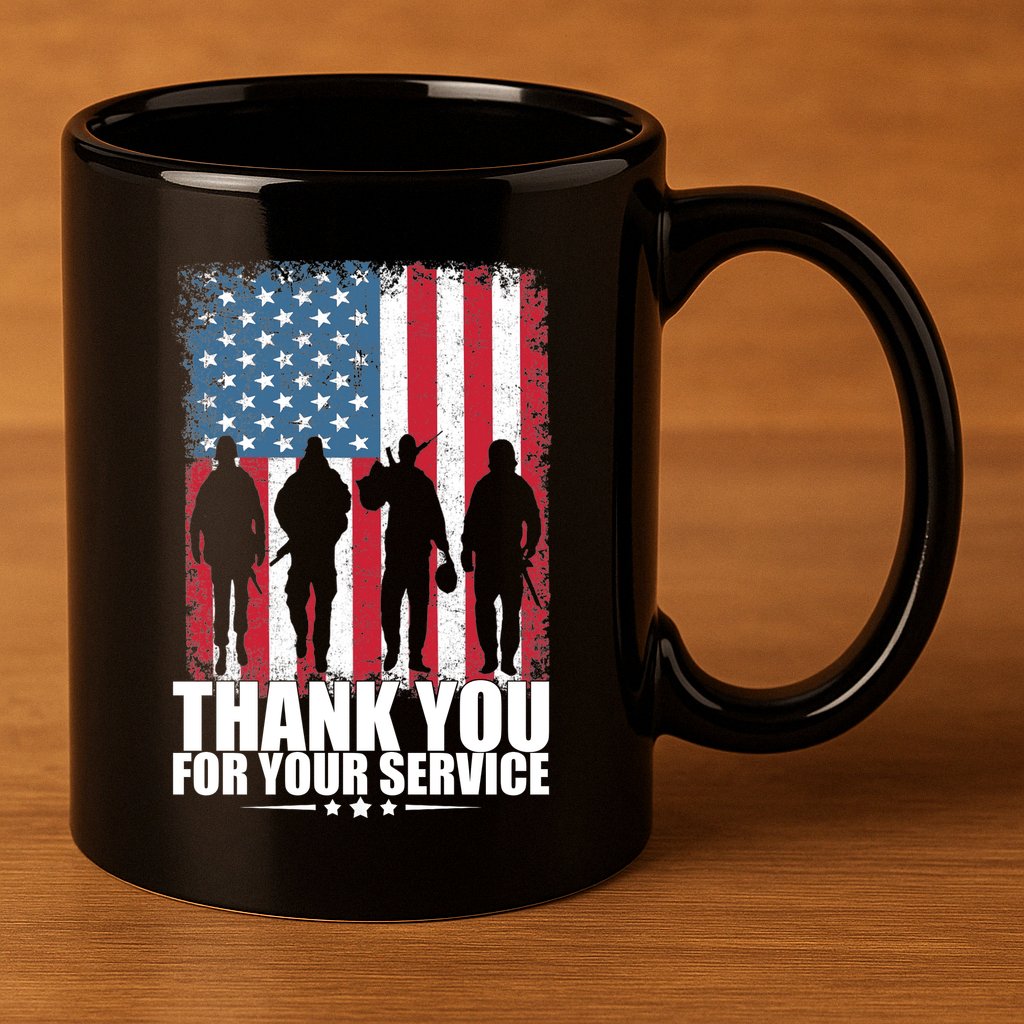 Thank You For Your Service Veteran Day Gift 11oz C Handle Ceramic Mug