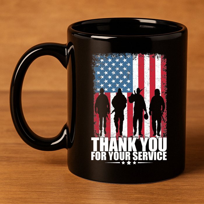 Thank You For Your Service Veteran Day Gift 11oz C Handle Ceramic Mug