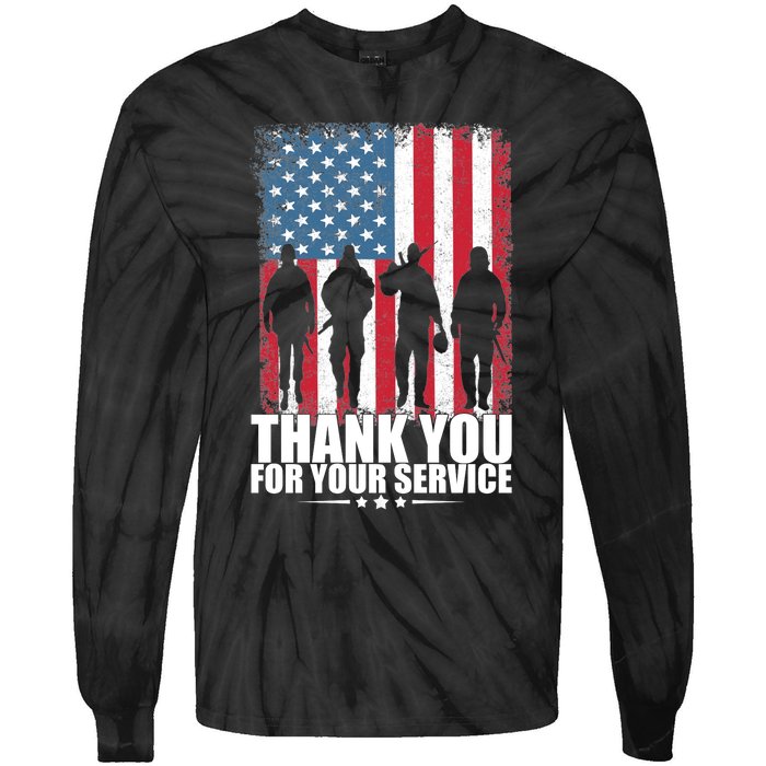 Thank You For Your Service Veteran Day Gift Tie-Dye Long Sleeve Shirt