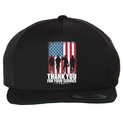 Thank You For Your Service Veteran Day Gift Wool Snapback Cap