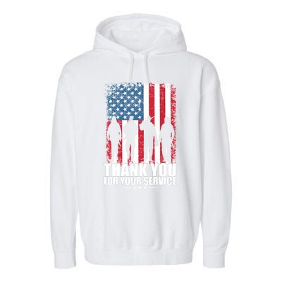 Thank You For Your Service Veteran Day Gift Garment-Dyed Fleece Hoodie