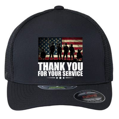 Thank You For Your Service Veteran Day Gift Flexfit Unipanel Trucker Cap