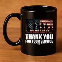 Thank You For Your Service Veteran Day Gift 11oz C Handle Ceramic Mug