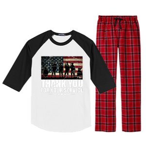 Thank You For Your Service Veteran Day Gift Raglan Sleeve Pajama Set