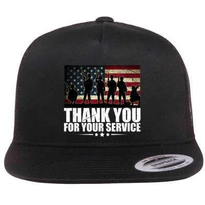 Thank You For Your Service Veteran Day Gift Flatbill Hat