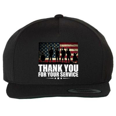 Thank You For Your Service Veteran Day Gift Wool Snapback Cap