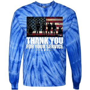 Thank You For Your Service Veteran Day Gift Tie-Dye Long Sleeve Shirt