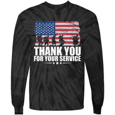 Thank You For Your Service Veteran Day Gift Tie-Dye Long Sleeve Shirt