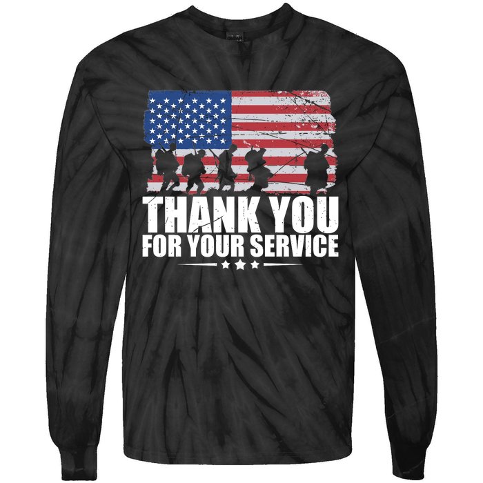 Thank You For Your Service Veteran Day Gift Tie-Dye Long Sleeve Shirt