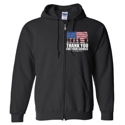 Thank You For Your Service Veteran Day Gift Full Zip Hoodie