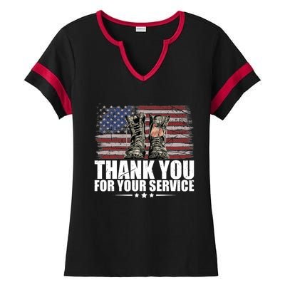 Thank You For Your Service Veteran Day Gift Ladies Halftime Notch Neck Tee