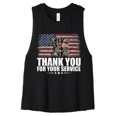 Thank You For Your Service Veteran Day Gift Women's Racerback Cropped Tank