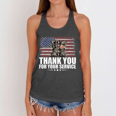 Thank You For Your Service Veteran Day Gift Women's Knotted Racerback Tank