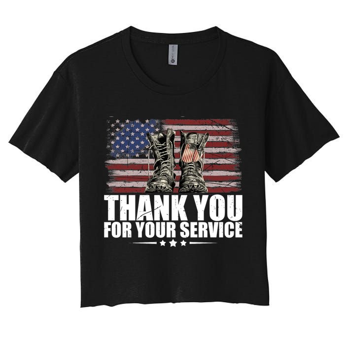 Thank You For Your Service Veteran Day Gift Women's Crop Top Tee