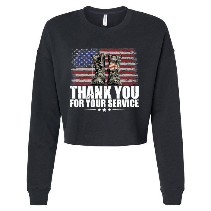 Thank You For Your Service Veteran Day Gift Cropped Pullover Crew