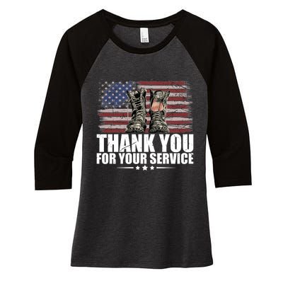 Thank You For Your Service Veteran Day Gift Women's Tri-Blend 3/4-Sleeve Raglan Shirt