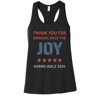 Thank You For Bringing Back The Joy Harris Walz 2024 Women's Racerback Tank