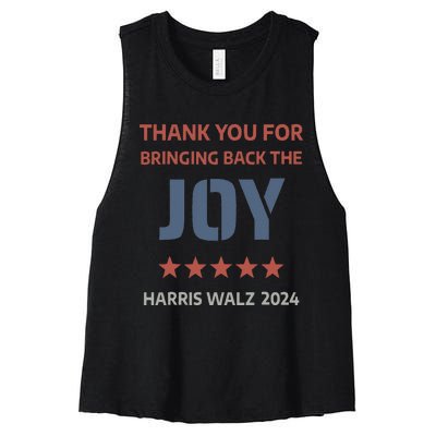 Thank You For Bringing Back The Joy Harris Walz 2024 Women's Racerback Cropped Tank