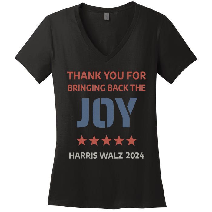 Thank You For Bringing Back The Joy Harris Walz 2024 Women's V-Neck T-Shirt