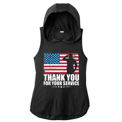 Thank You For Your Service Veteran Day Gift Ladies PosiCharge Tri-Blend Wicking Draft Hoodie Tank