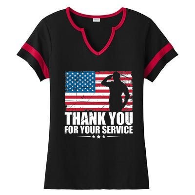 Thank You For Your Service Veteran Day Gift Ladies Halftime Notch Neck Tee