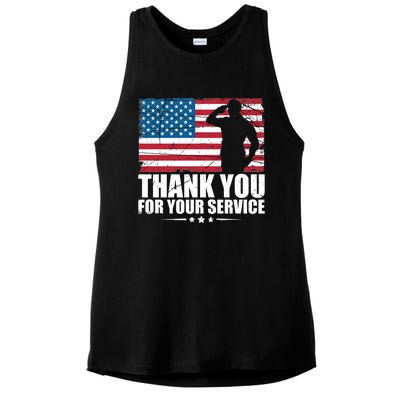 Thank You For Your Service Veteran Day Gift Ladies PosiCharge Tri-Blend Wicking Tank