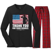 Thank You For Your Service Veteran Day Gift Women's Long Sleeve Flannel Pajama Set 