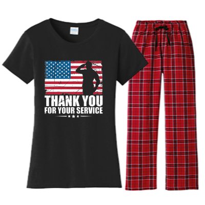 Thank You For Your Service Veteran Day Gift Women's Flannel Pajama Set