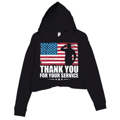 Thank You For Your Service Veteran Day Gift Crop Fleece Hoodie