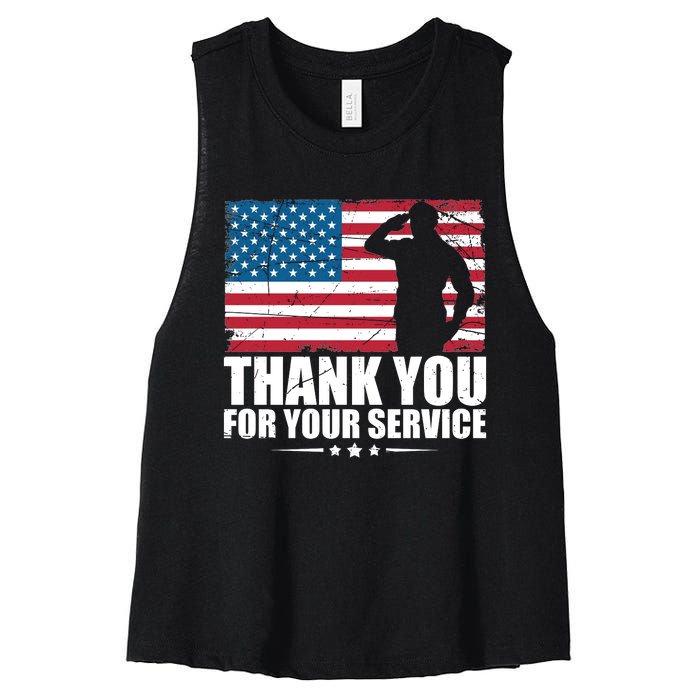 Thank You For Your Service Veteran Day Gift Women's Racerback Cropped Tank