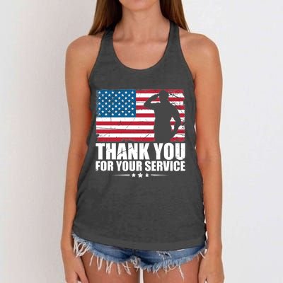 Thank You For Your Service Veteran Day Gift Women's Knotted Racerback Tank