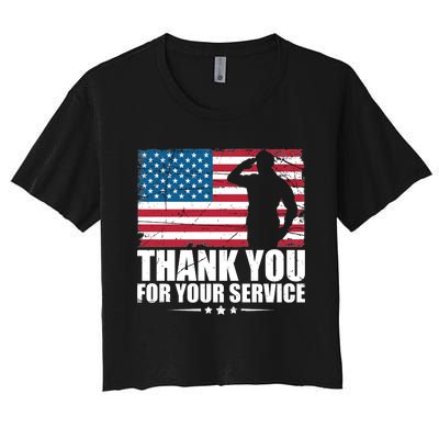 Thank You For Your Service Veteran Day Gift Women's Crop Top Tee