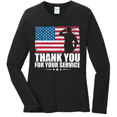 Thank You For Your Service Veteran Day Gift Ladies Long Sleeve Shirt