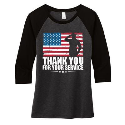 Thank You For Your Service Veteran Day Gift Women's Tri-Blend 3/4-Sleeve Raglan Shirt