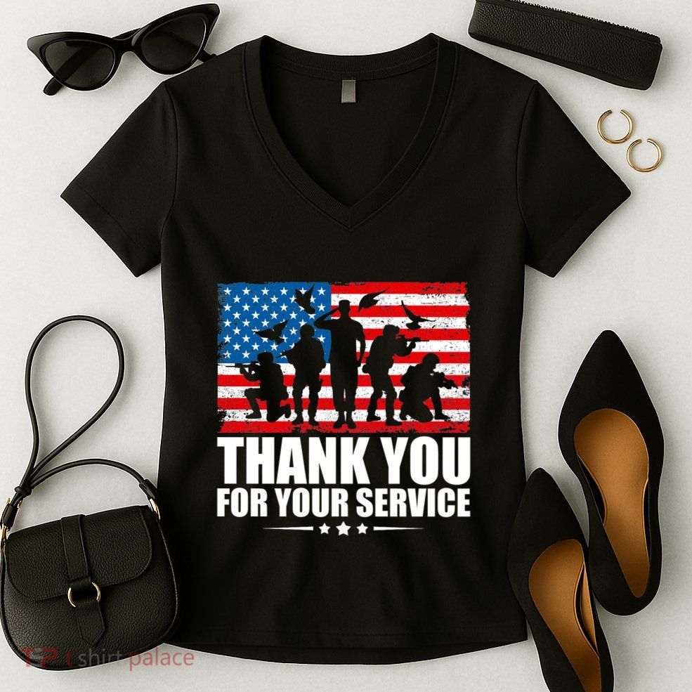 Thank You For Your Service Veteran Day Gift Women's V-Neck T-Shirt