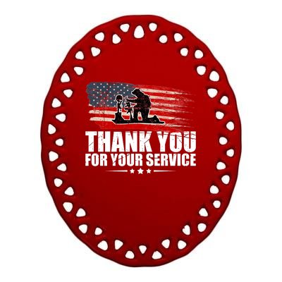 Thank You For Your Service Veteran Day Gift Ceramic Oval Ornament