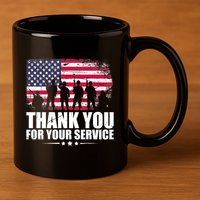 Thank You For Your Service Veteran Day Gift 11oz C Handle Ceramic Mug