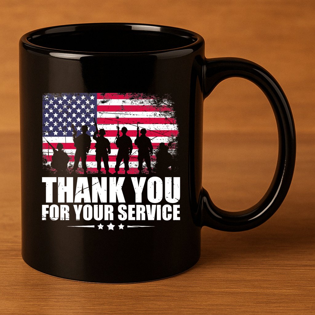 Thank You For Your Service Veteran Day Gift 11oz C Handle Ceramic Mug