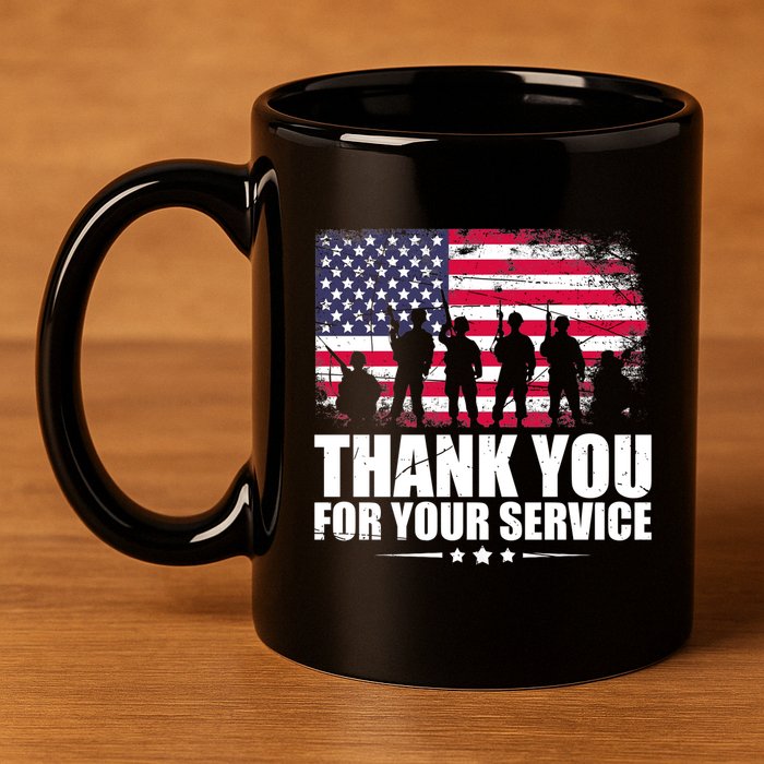 Thank You For Your Service Veteran Day Gift 11oz C Handle Ceramic Mug